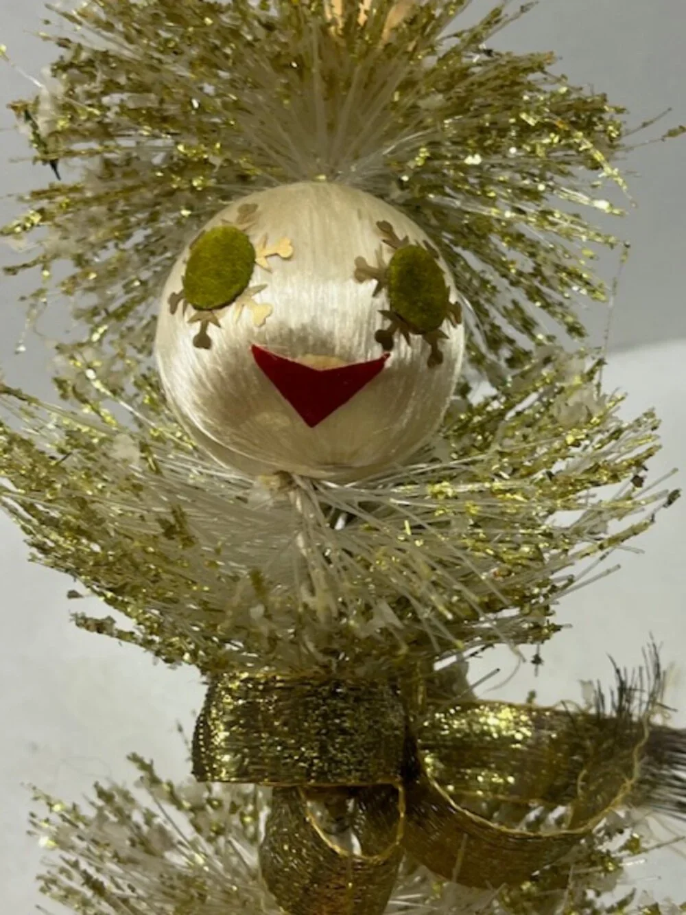 VTG Handmade Gold Plastic Tiered Faced Christmas Tree Tabletop Holiday Decor 8